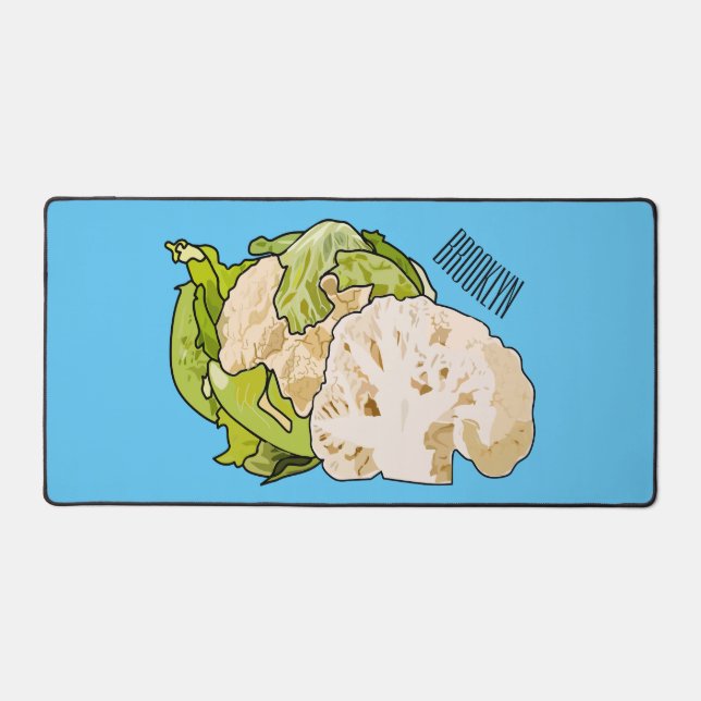 Cauliflower cartoon illustration desk mat (Front)