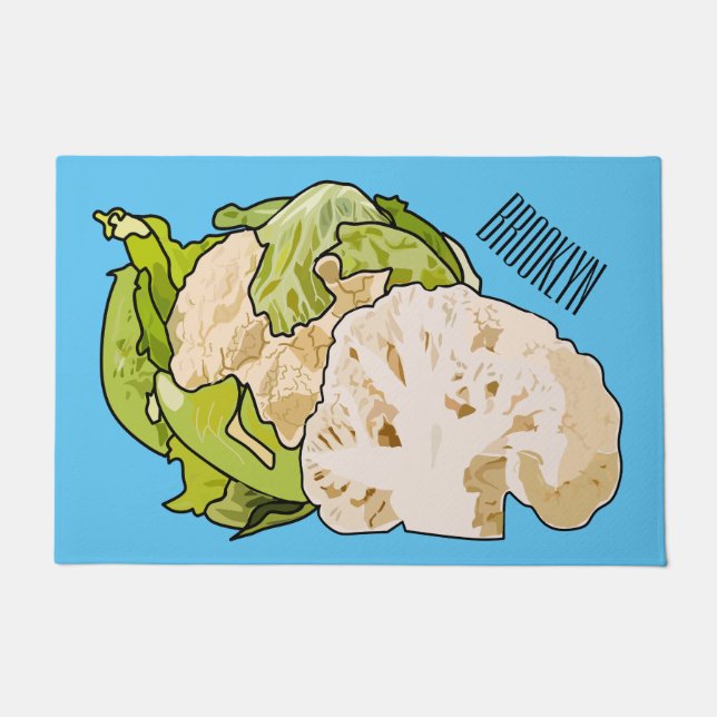 Cauliflower cartoon illustration doormat (Front)