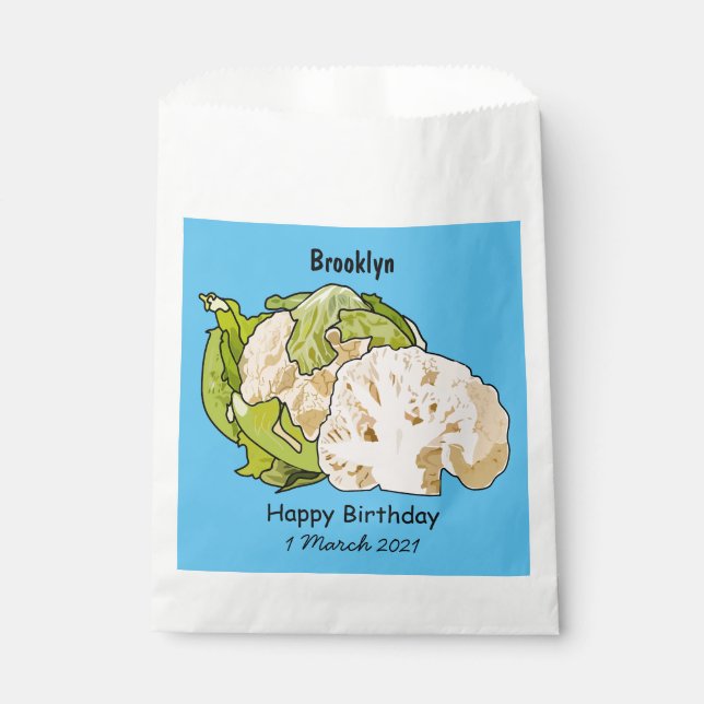 Cauliflower cartoon illustration favour bag (Front)