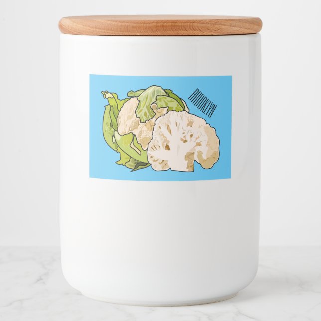 Cauliflower cartoon illustration food label (Front)