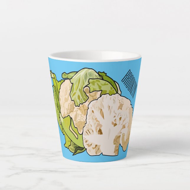 Cauliflower cartoon illustration latte mug (Front)