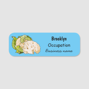 Cauliflower cartoon illustration name tag