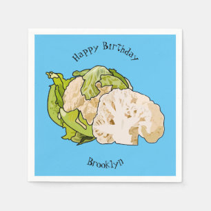 Cauliflower cartoon illustration napkin