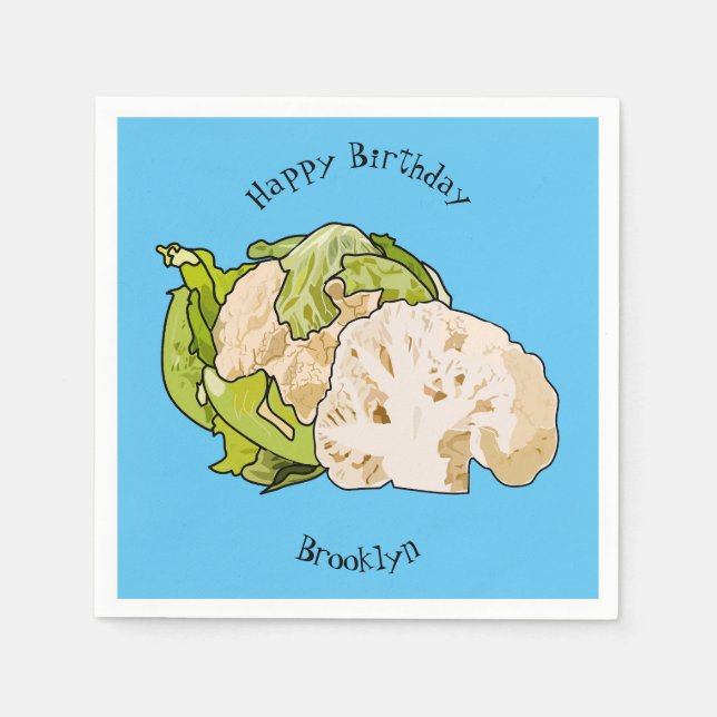 Cauliflower cartoon illustration napkin (Front)
