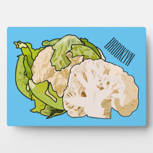 Cauliflower cartoon illustration plaque