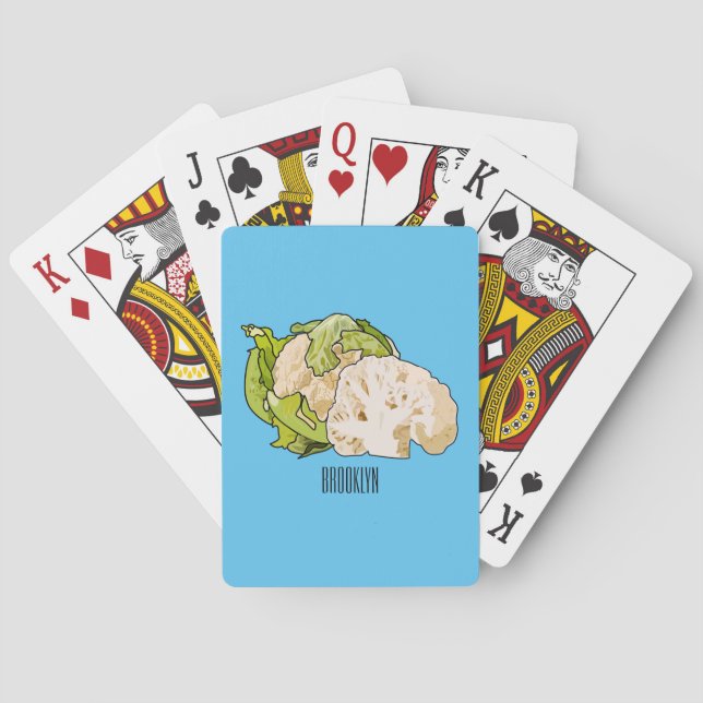 Cauliflower cartoon illustration playing cards (Back)