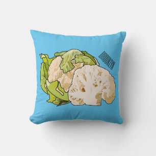 Cauliflower cartoon illustration throw pillow
