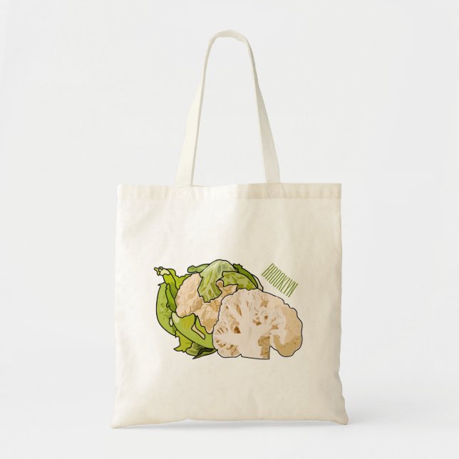 Cauliflower cartoon illustration tote bag (Front)