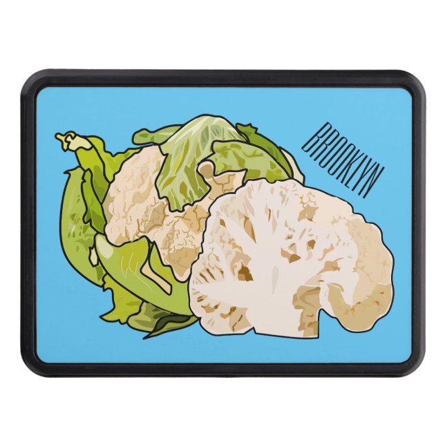 Cauliflower cartoon illustration trailer hitch cover (Front)