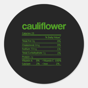 Cauliflower Nutrition Fact Funny Thanksgiving Chri Classic Round Sticker