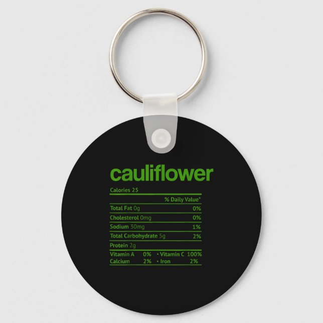 Cauliflower Nutrition Fact Funny Thanksgiving Chri Keychain (Front)