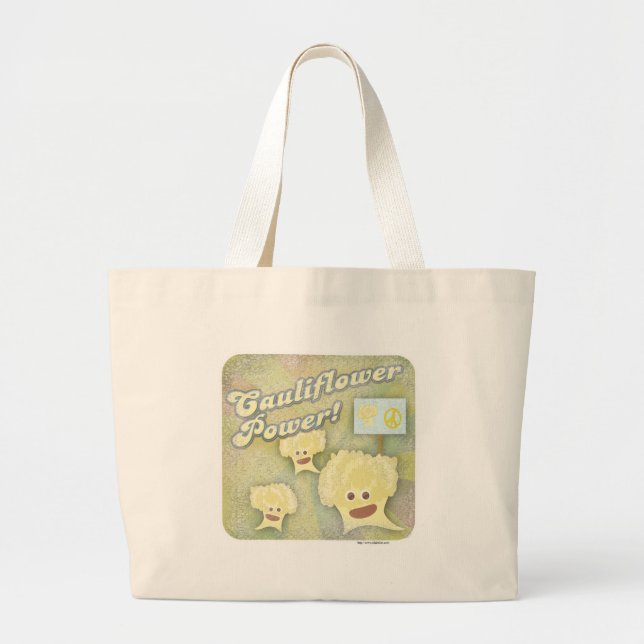 Cauliflower Power Large Tote Bag (Front)