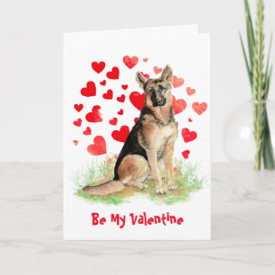 Cause I Woof Love You German Shepherd  Valentine Holiday Card