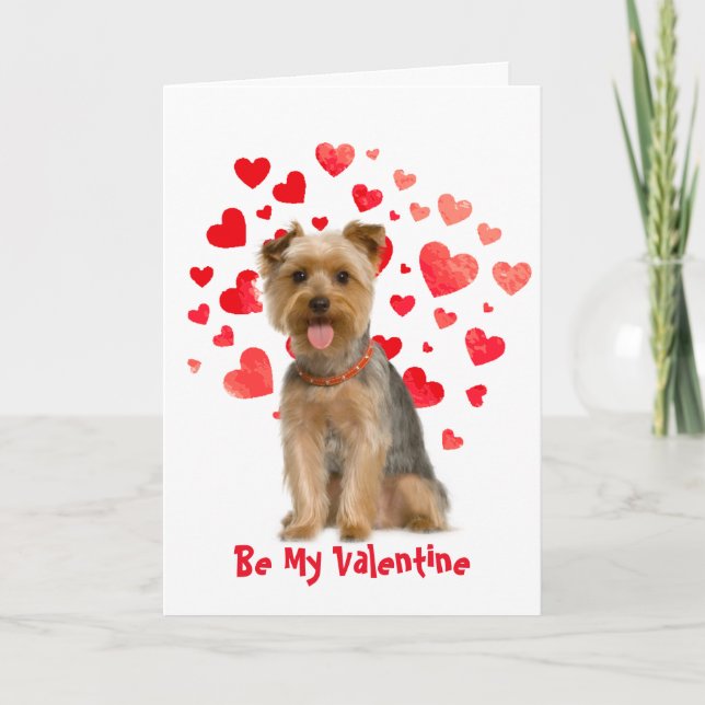 Cause I Woof Love You Yorkie Dog  Valentine Holiday Card (Front)