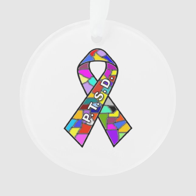 Cause Ribbon PTSD Ornament (Front)