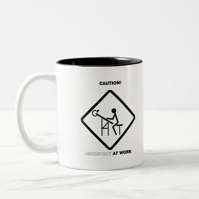 Caution Architect at Work Two-Tone Coffee Mug (Left)