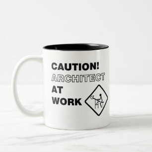 Caution Architect at Work Two-Tone Coffee Mug