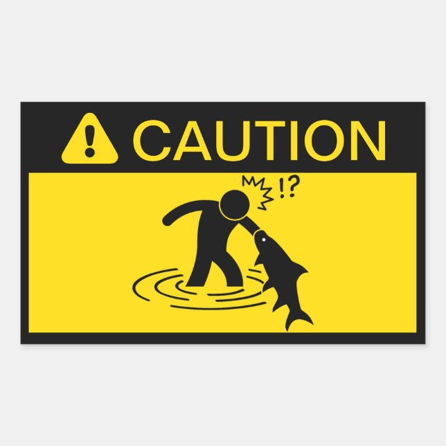 Caution: Attacking Fish Sticker (Front)