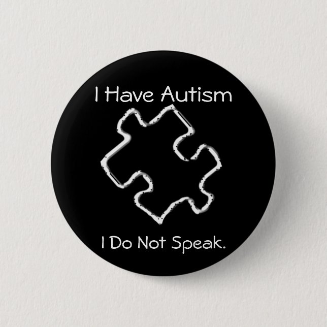 Caution Autism 2 Inch Round Button (Front)