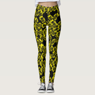 Caution Bae Don't Cross Me Tape design leggings