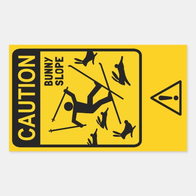 CAUTION: Bunny Slope - Humourous Ski Warning Sign Sticker (Front)