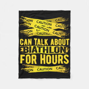 Caution Can Talk About Biathlon For Hours  Fleece Blanket