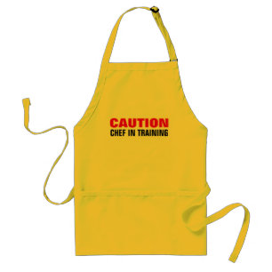 Caution chef in training apron