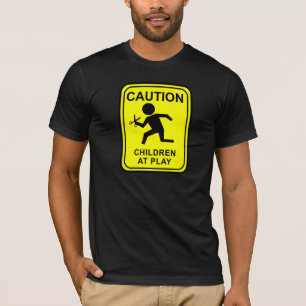Caution Children at Play - running with scissors T-Shirt