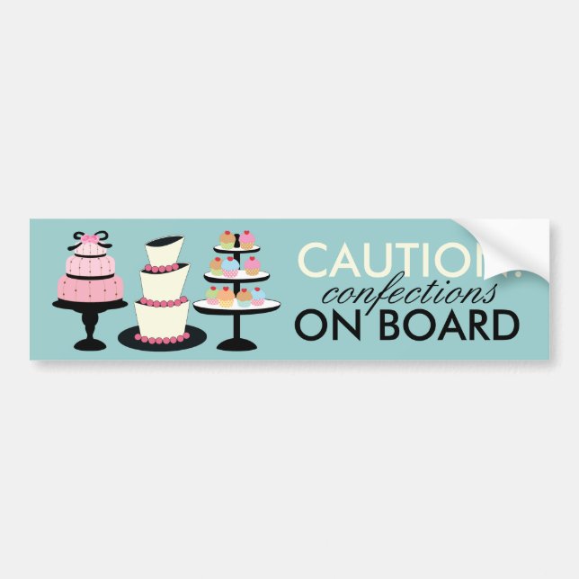 CAUTION: Confections on Board Bumper Stickers (Front)