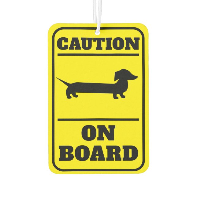 Caution Dachshund on Board Funny Air Freshener (Back)