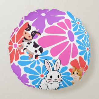 Caution design round pillow