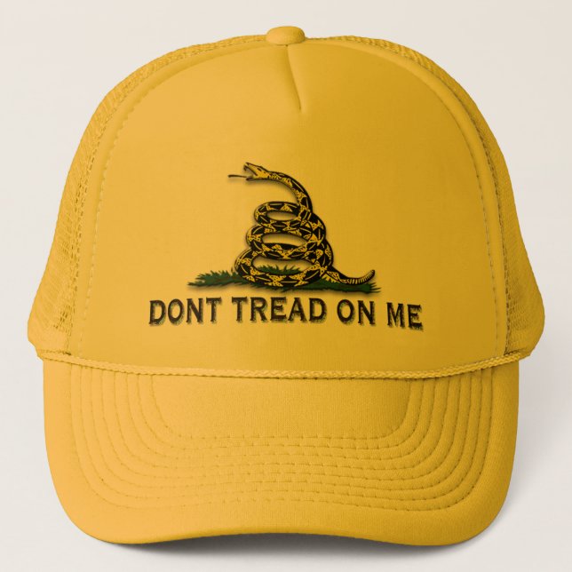 CAUTION "Don't Tread On Me" FLAG Trucker Hat (Front)