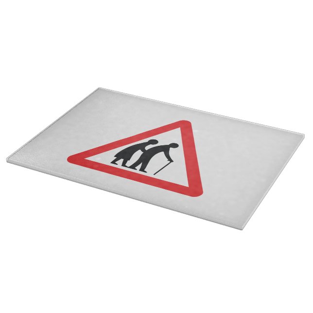 CAUTION Elderly People - UK Traffic Sign Cutting Board (Corner)