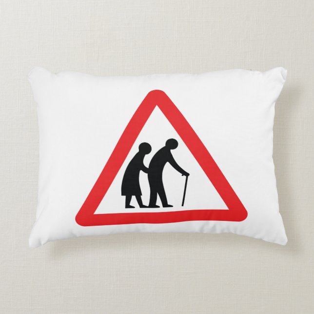 CAUTION Elderly People - UK Traffic Sign Decorative Pillow (Front)