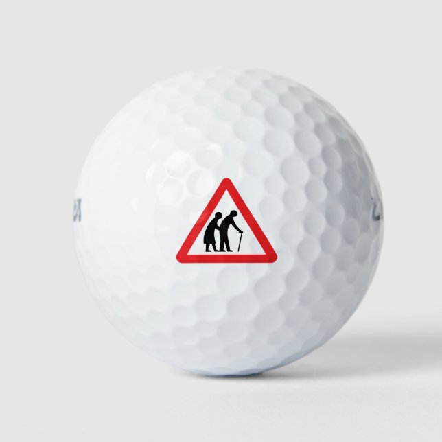 CAUTION Elderly People - UK Traffic Sign Golf Balls (Front)