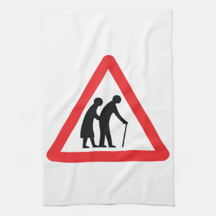 CAUTION Elderly People - UK Traffic Sign Kitchen Towel