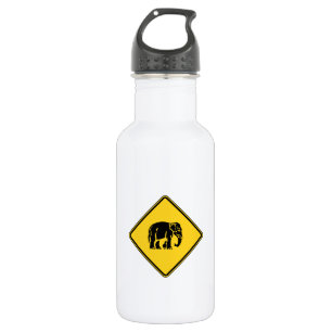 Caution Elephants Crossing ⚠ Thai Road Sign ⚠ 532 Ml Water Bottle