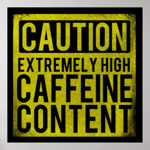Caution Extremely High Caffeine Content Poster