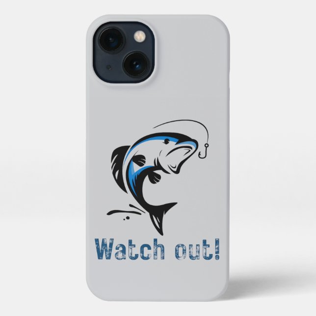 Caution! Fishing Zone Phone Case – Fun Rod & Fish  (Back)