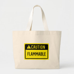 Caution Flammable Sign Large Tote Bag