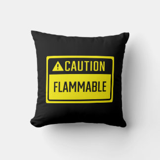 Caution Flammable Sign  Throw Pillow