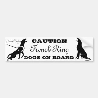CAUTION French Ring DOGS ON BOARD Bumper Sticker