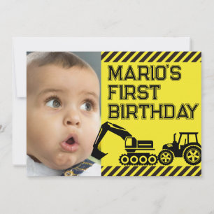Caution! Funny First Birthday party Invitation