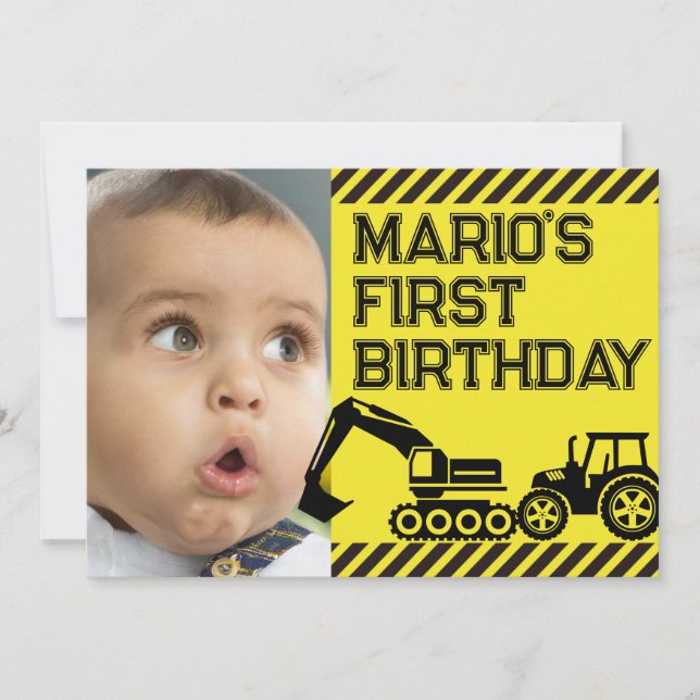 Caution! Funny First Birthday party Invitation (Front)