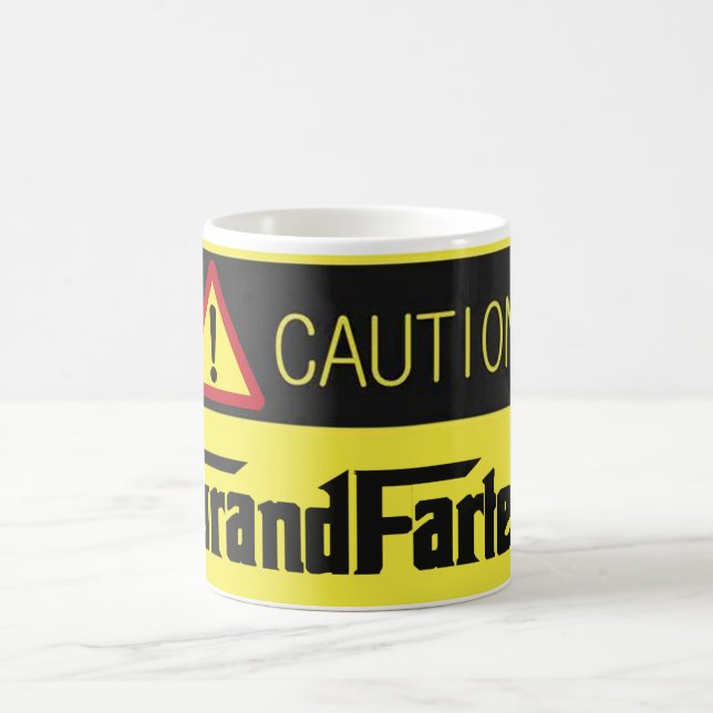 caution grand farter father's day funny  mug (Center)