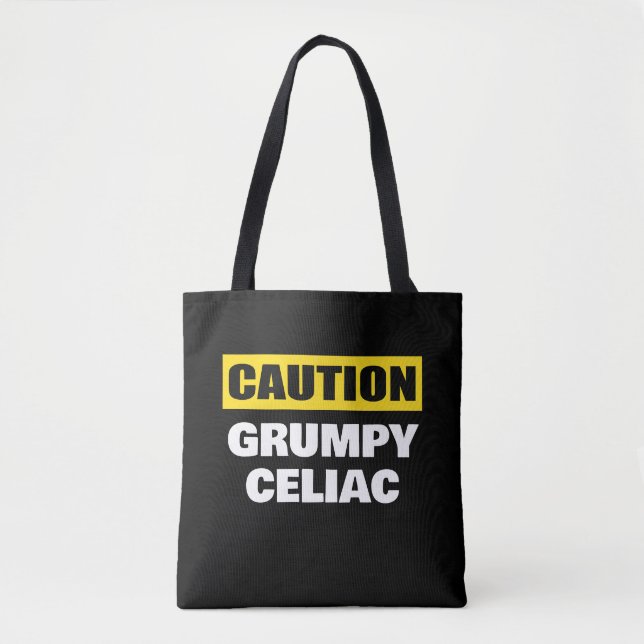 Caution Grumpy Celiac Coeliac Tote Bag (Front)