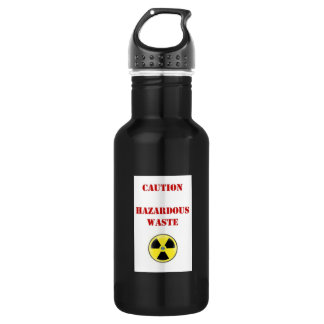 caution hazardous waste drinks bottle