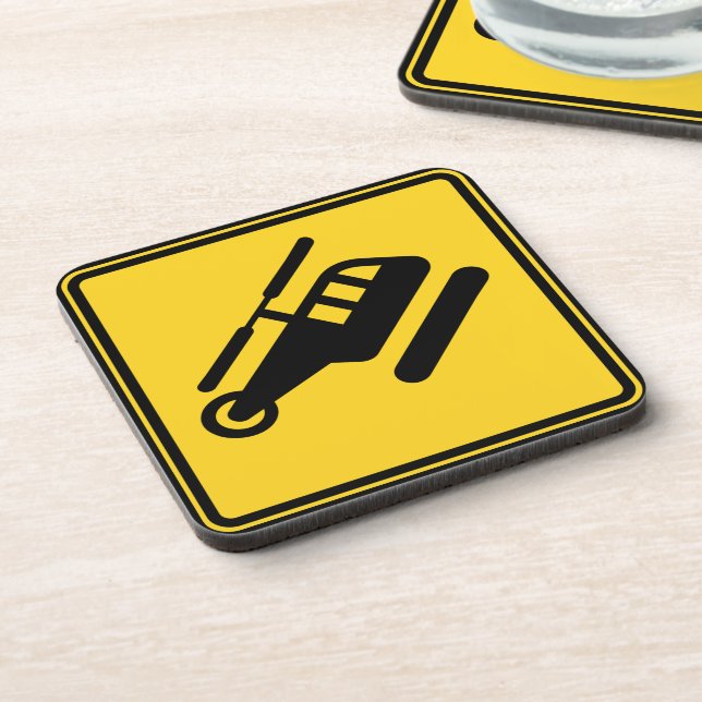 Caution Helicopter Sign Coaster (Left Side)