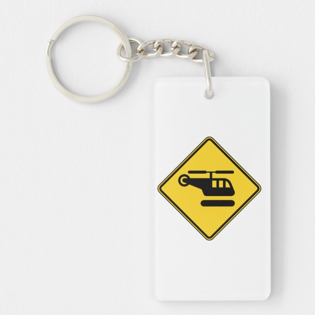 Caution Helicopter Sign Keychain (Front)