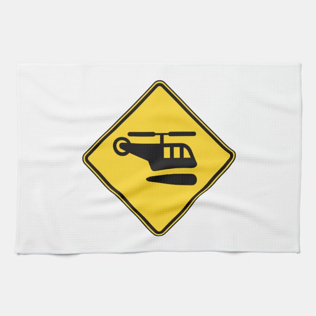Caution Helicopter Sign Kitchen Towel (Horizontal)